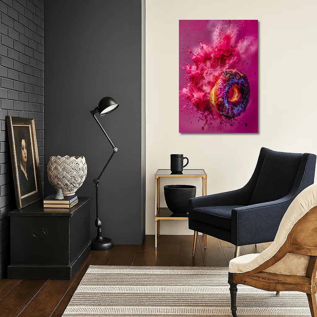 Purple Glazed Donut Pink Powder Explosion – Wall Art