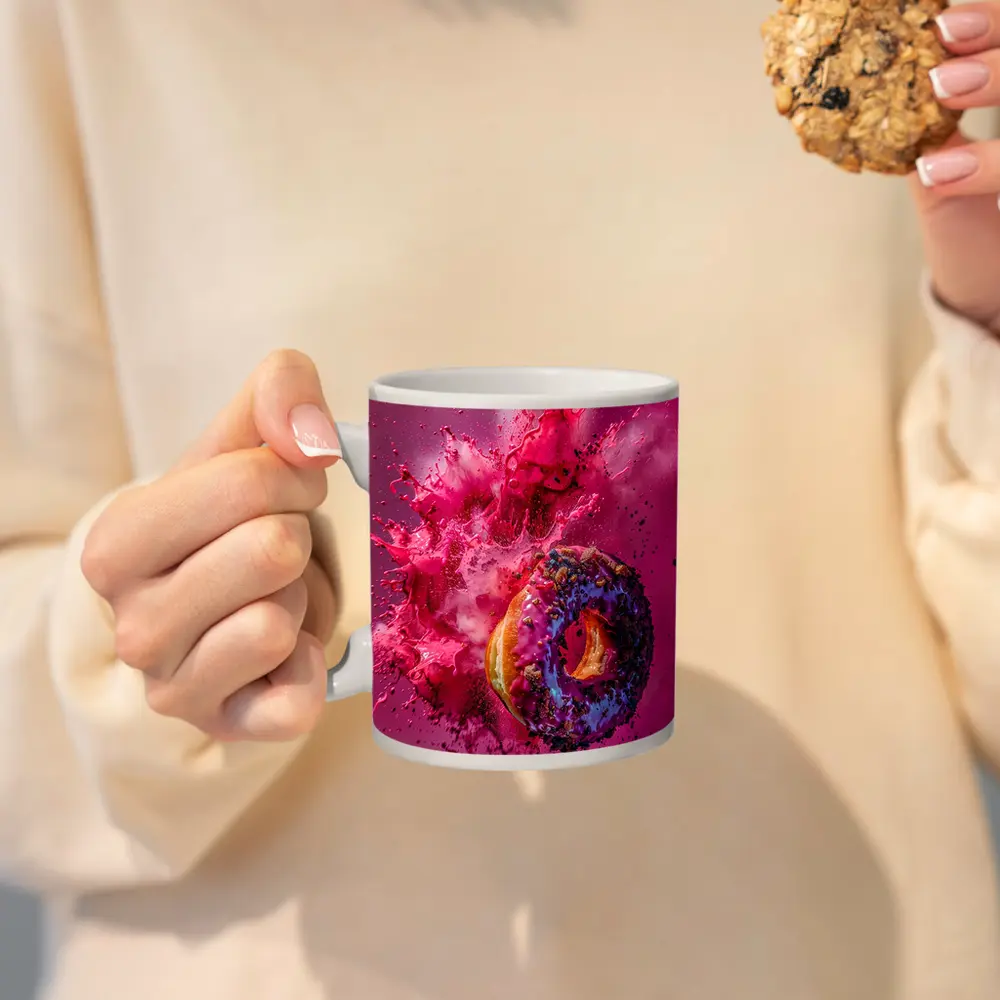 Purple Glazed Donut Pink Powder Explosion – Mugs