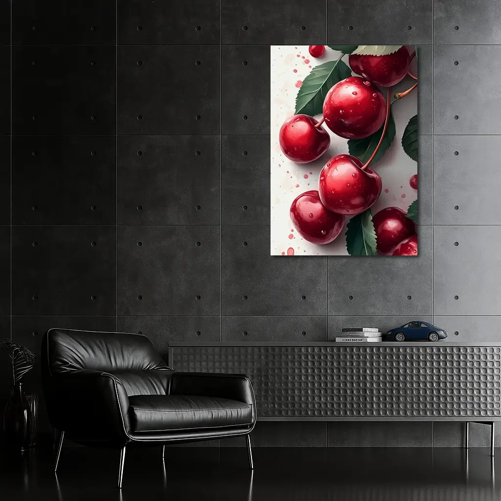 Red Cherries Watercolor Art White Background – Wall Art
