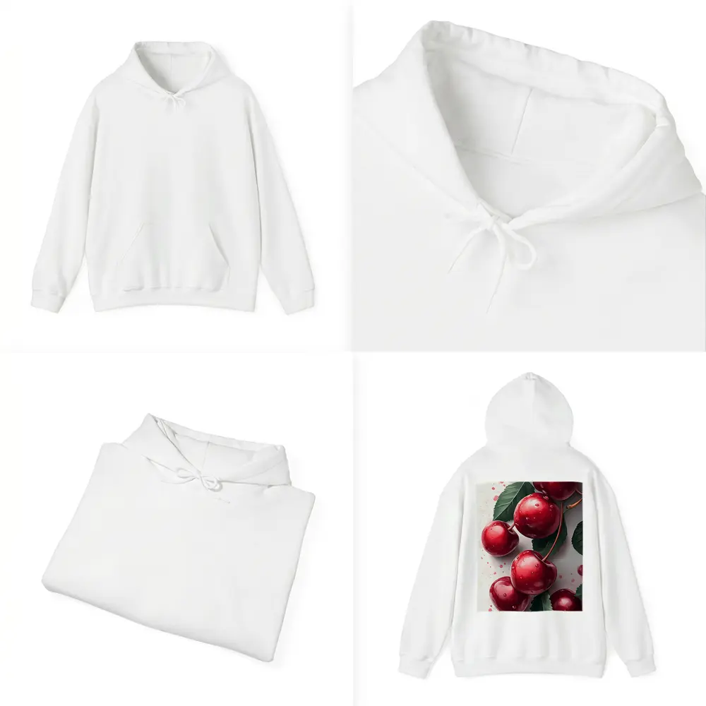 Red Cherries Watercolor Art White Background – Hoodies