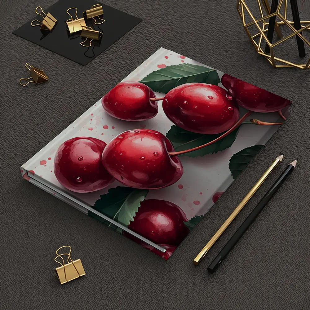 Red Cherries Watercolor Art White Background – Notebooks