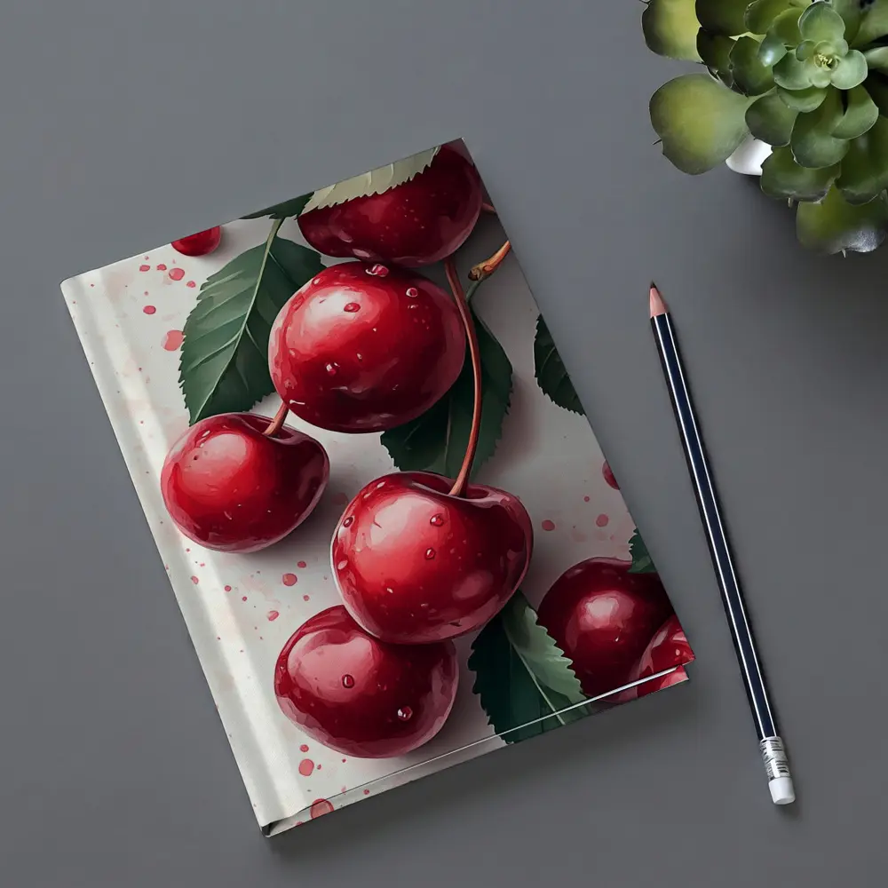 Red Cherries Watercolor Art White Background – Notebooks
