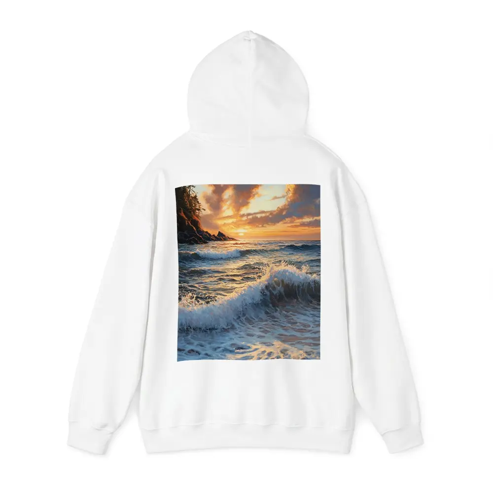 Ocean Wave Sunset Coastal Oil Painting Art – Hoodies