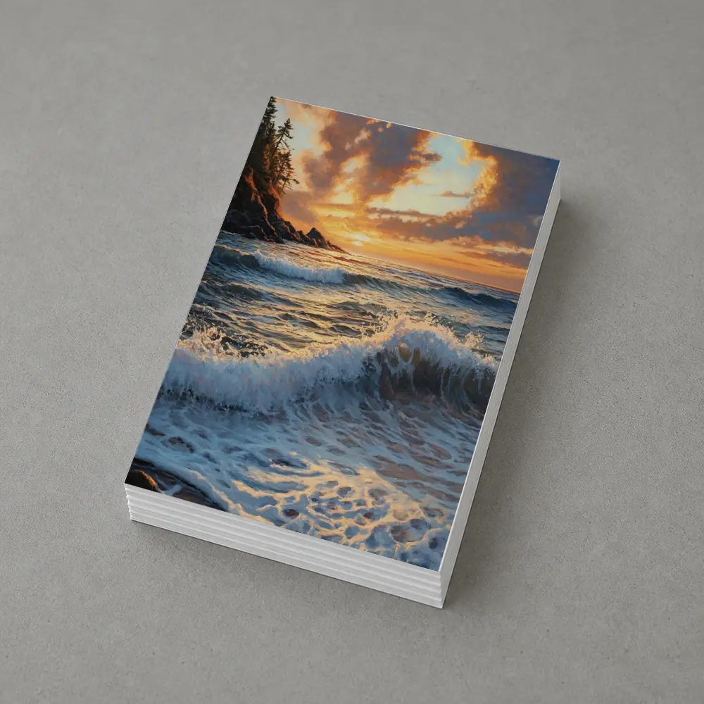 Ocean Wave Sunset Coastal Oil Painting Art – Postcards