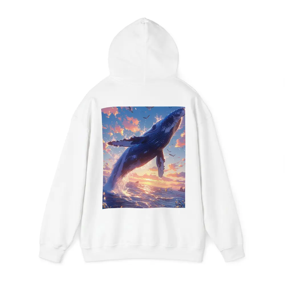 Humpback Whale Leaping Sunset Ocean Sky – Hoodies