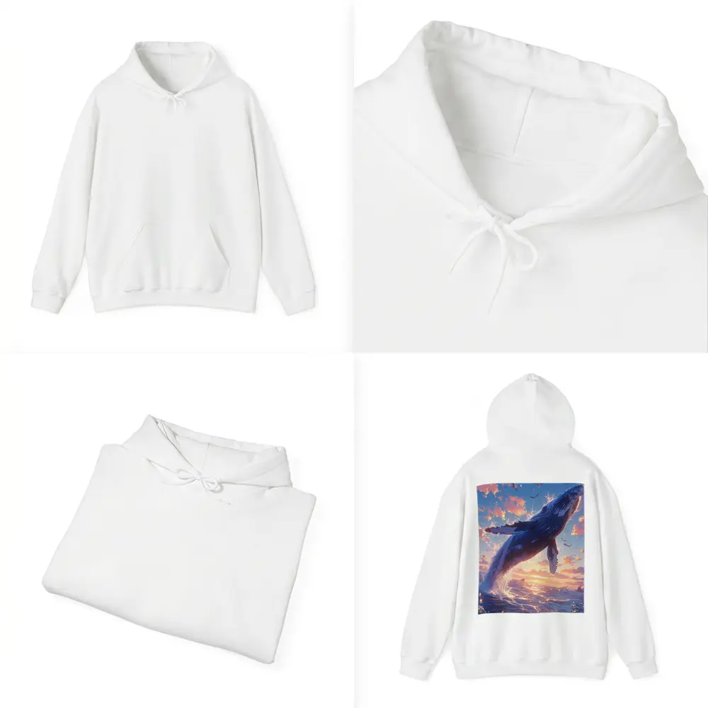 Humpback Whale Leaping Sunset Ocean Sky – Hoodies