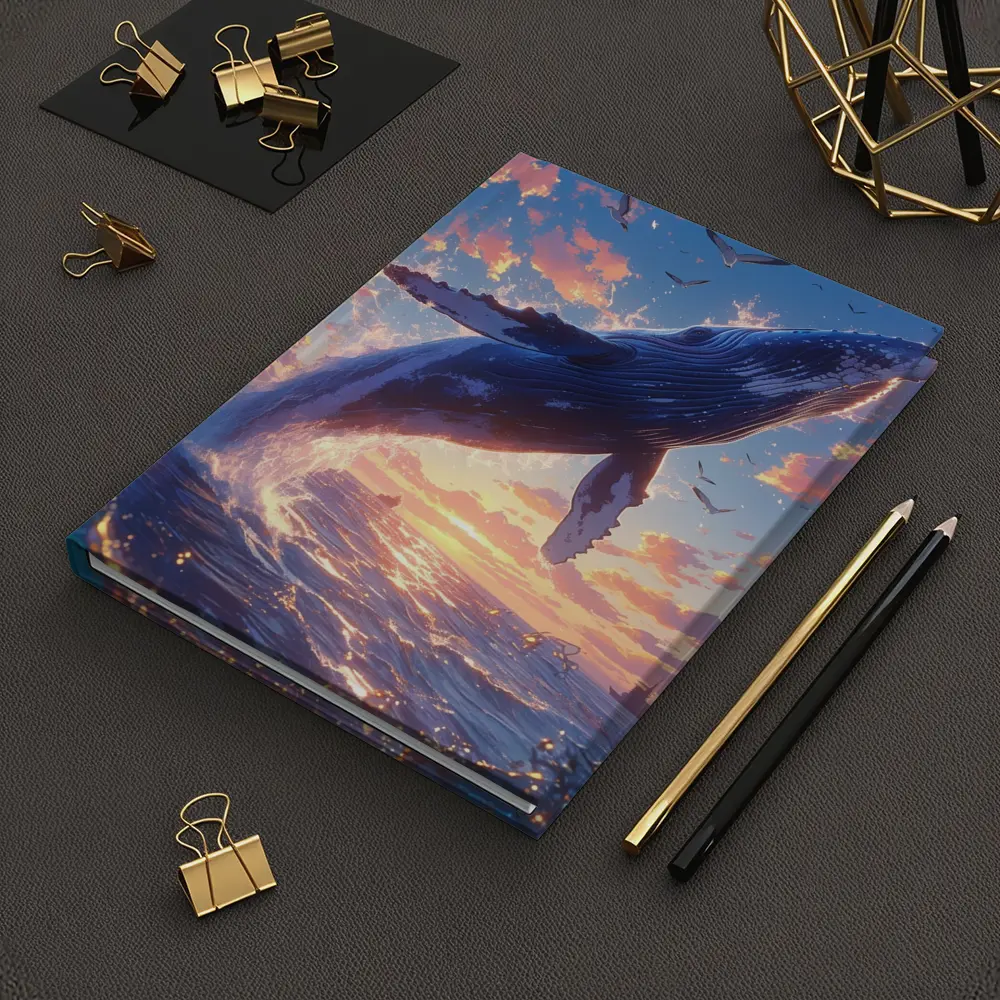 Humpback Whale Leaping Sunset Ocean Sky – Notebooks