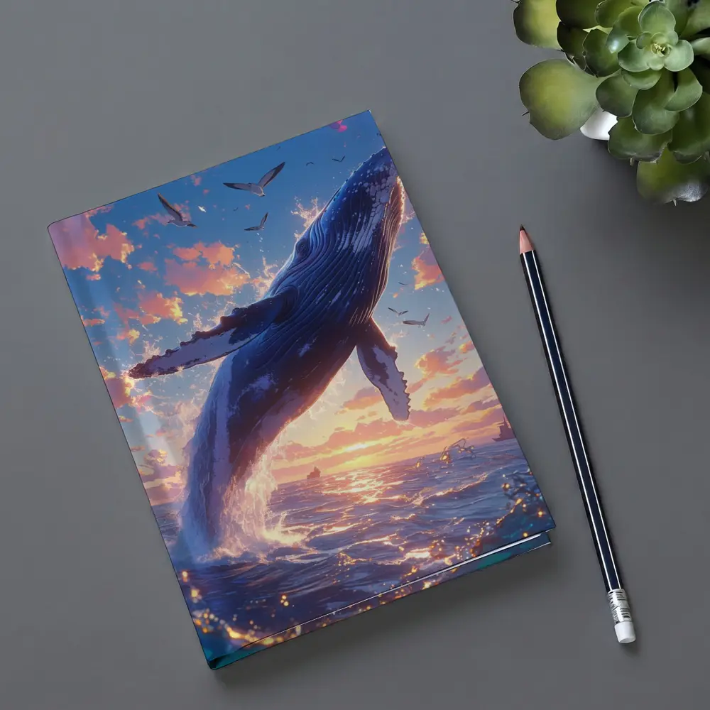 Humpback Whale Leaping Sunset Ocean Sky – Notebooks