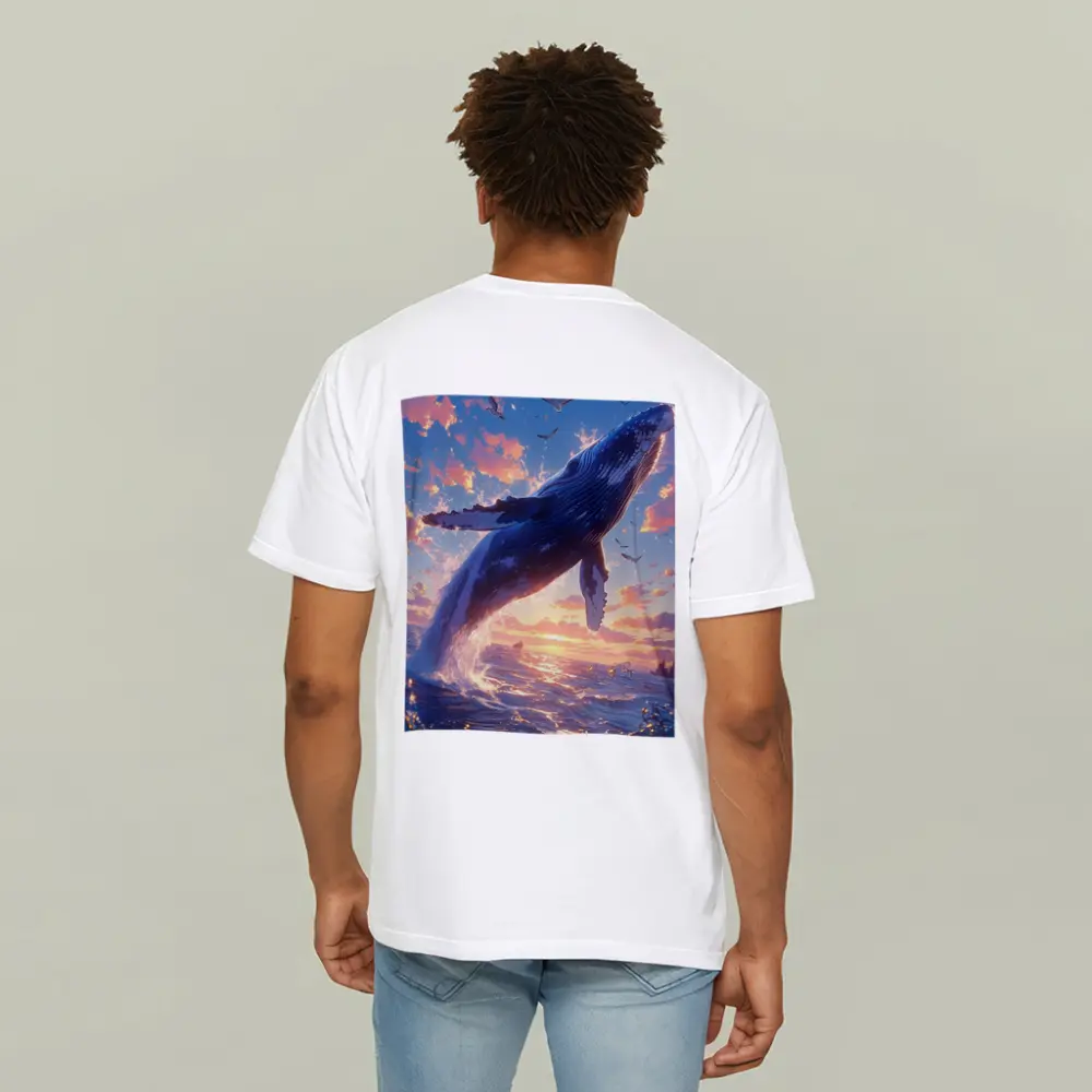 Humpback Whale Leaping Sunset Ocean Sky – T-Shirts