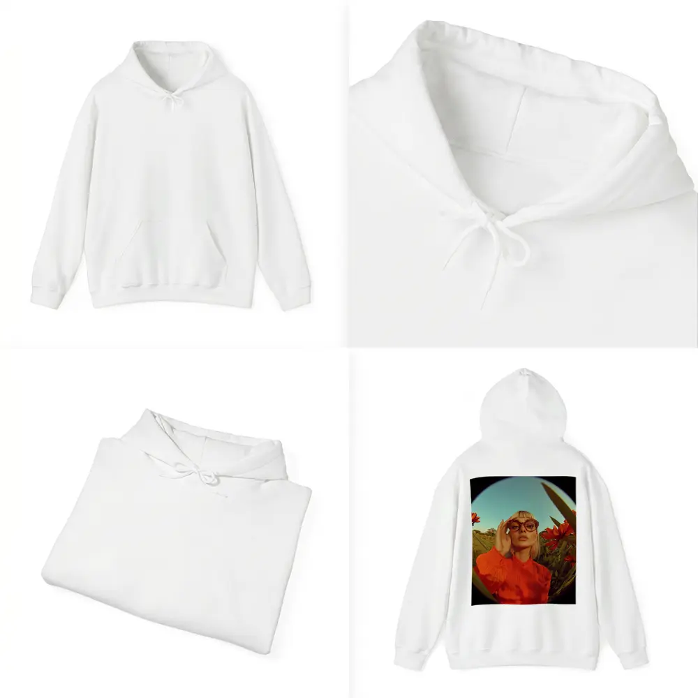 Blonde Woman Red Flowers Fisheye Retro – Hoodies