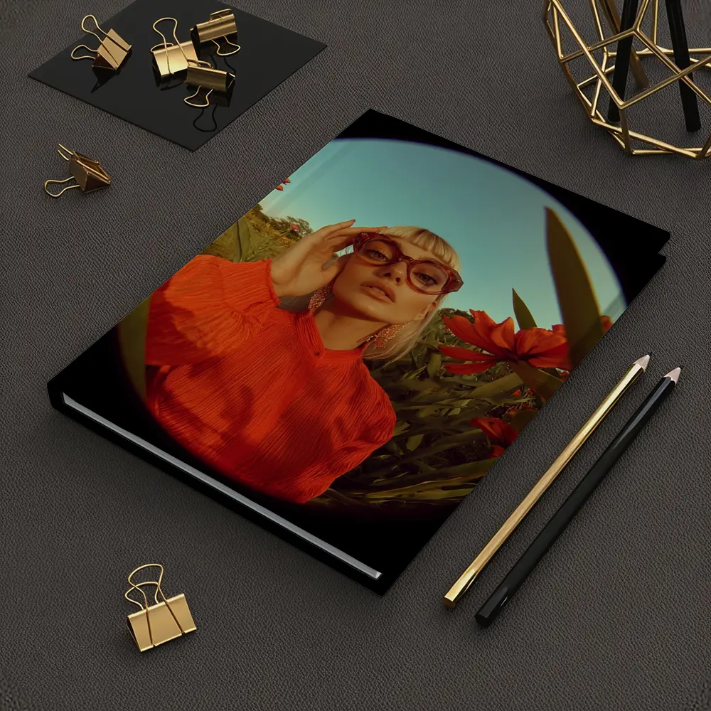 Blonde Woman Red Flowers Fisheye Retro – Notebooks