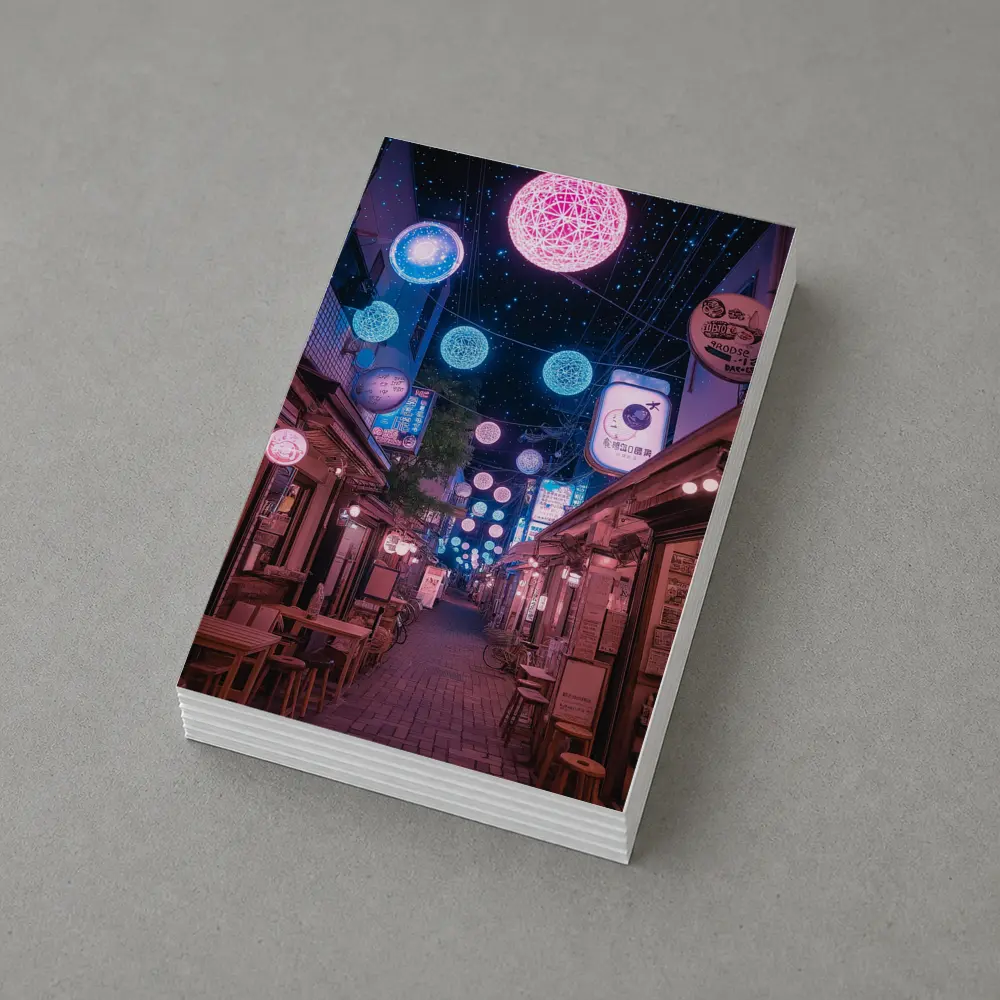 Tokyo Japan Alley Neon Glowing Spheres Night – Postcards