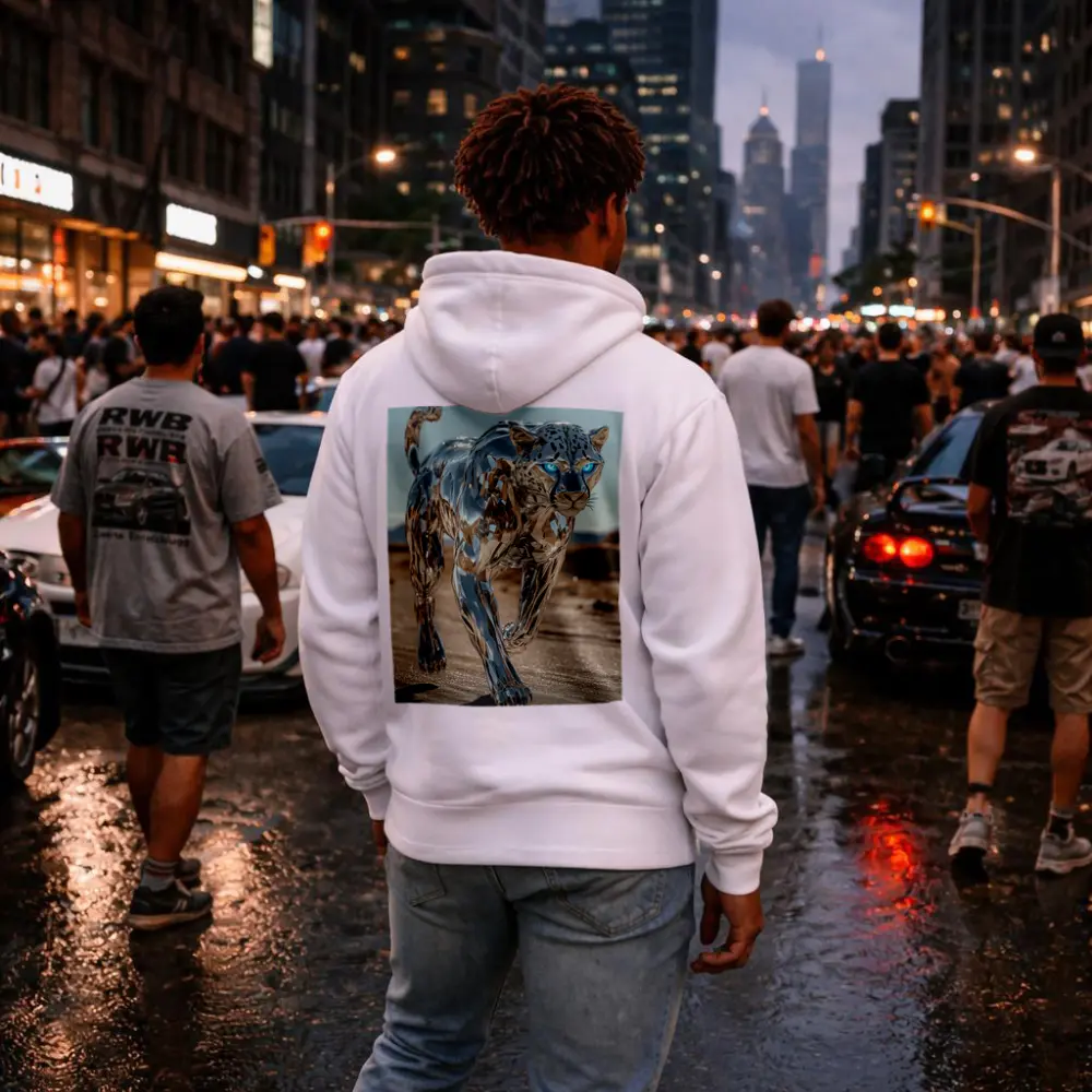 Chrome Leopard Blue Eyes Desert Scene – Hoodies