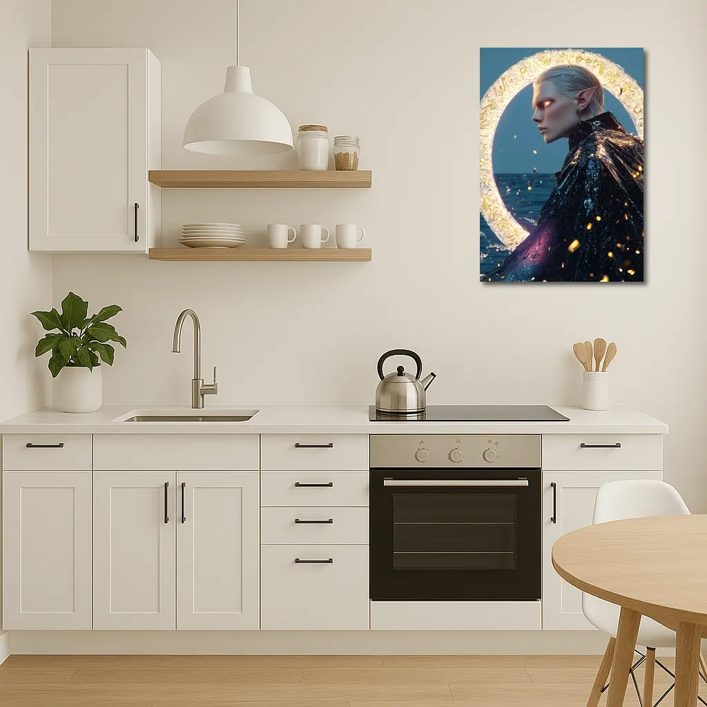 Elf Warrior Glowing Portal Ocean Fantasy – Wall Art