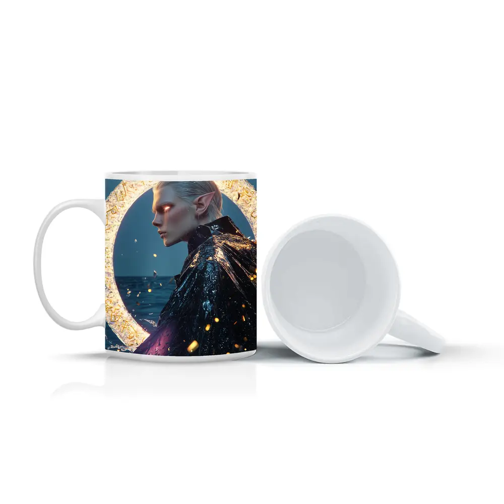 Elf Warrior Glowing Portal Ocean Fantasy – Mugs