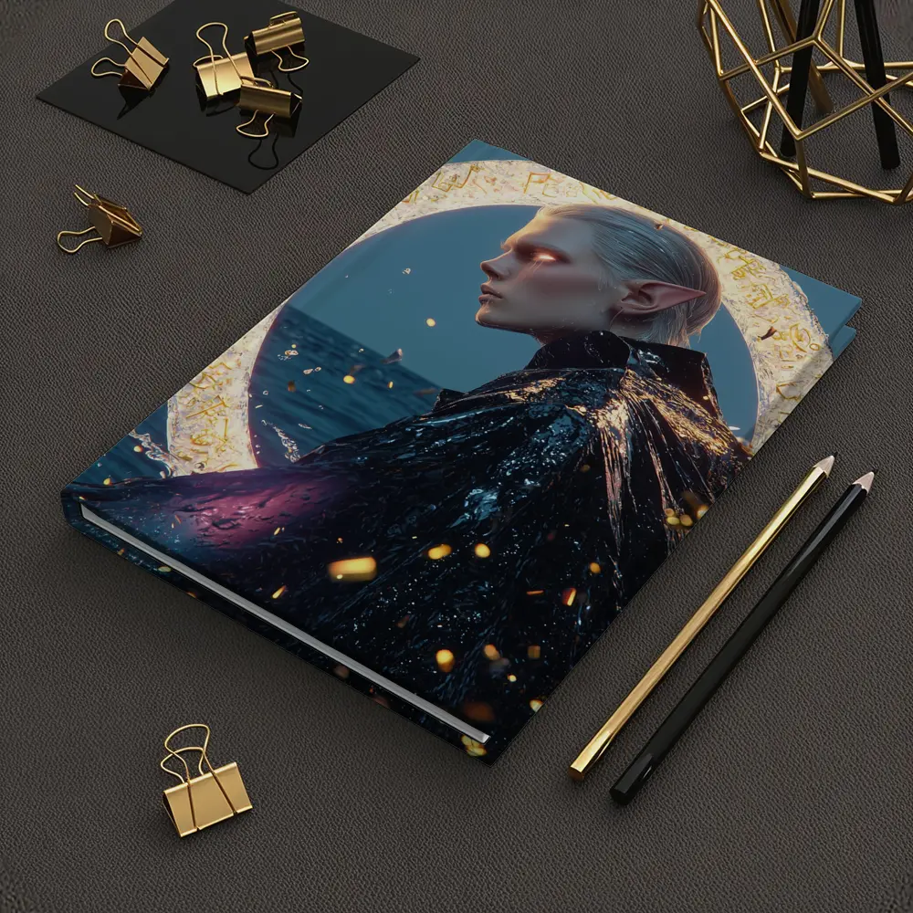 Elf Warrior Glowing Portal Ocean Fantasy – Notebooks