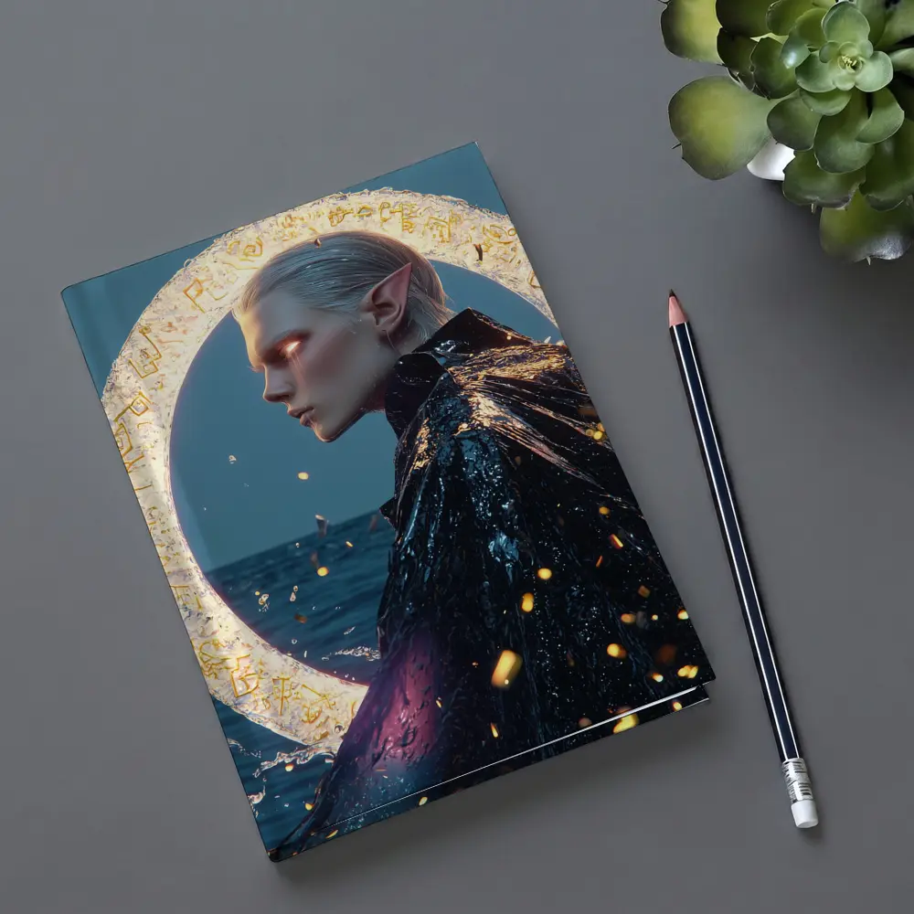 Elf Warrior Glowing Portal Ocean Fantasy – Notebooks