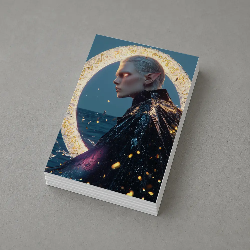 Elf Warrior Glowing Portal Ocean Fantasy – Postcards