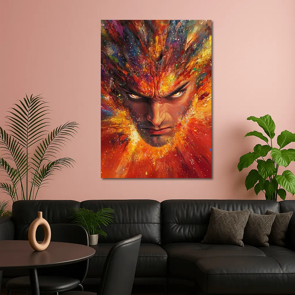Intense Man Face Explosive Colorful Paint Art – Wall Art
