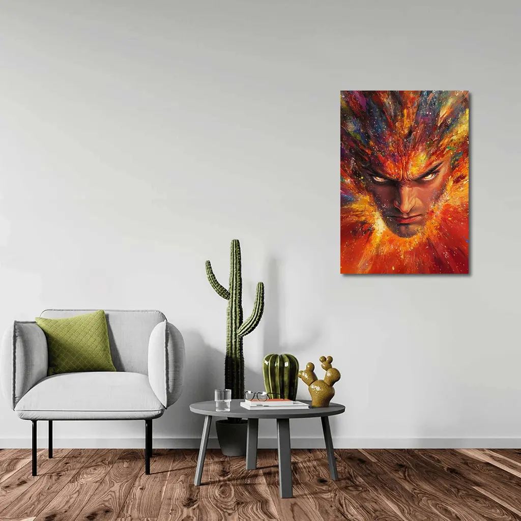 Intense Man Face Explosive Colorful Paint Art – Wall Art
