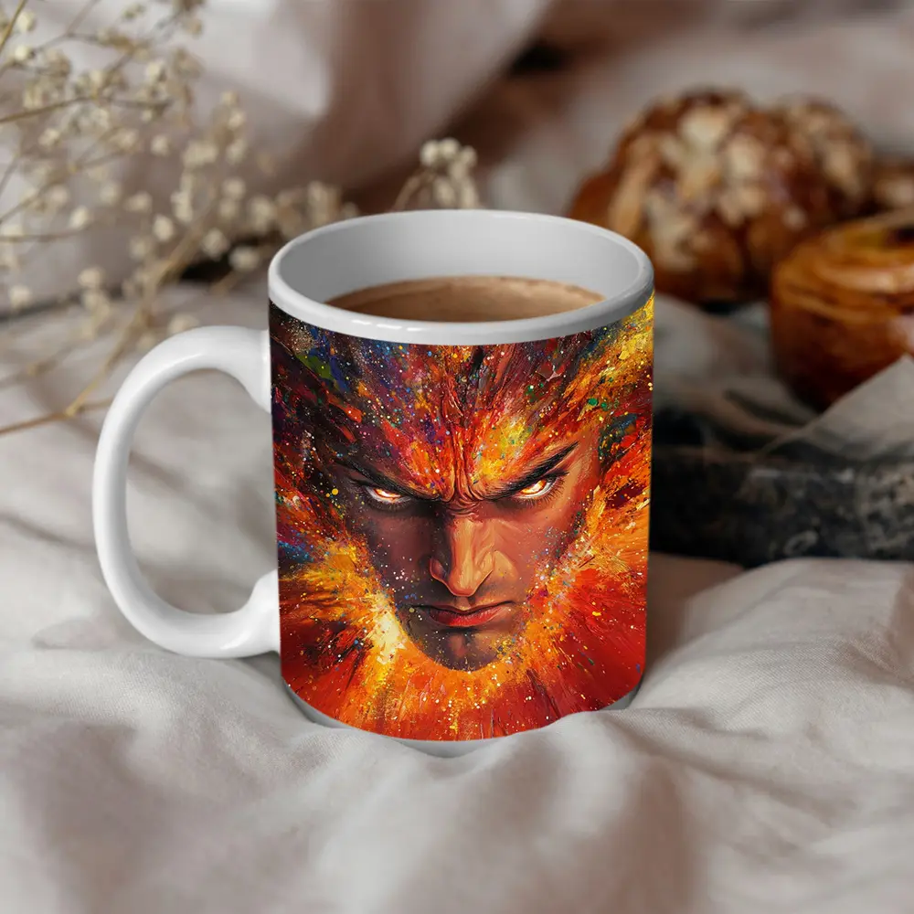 Intense Man Face Explosive Colorful Paint Art – Mugs