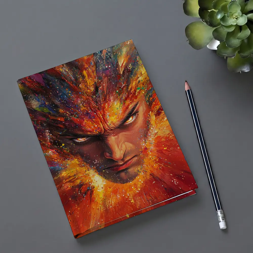 Intense Man Face Explosive Colorful Paint Art – Notebooks