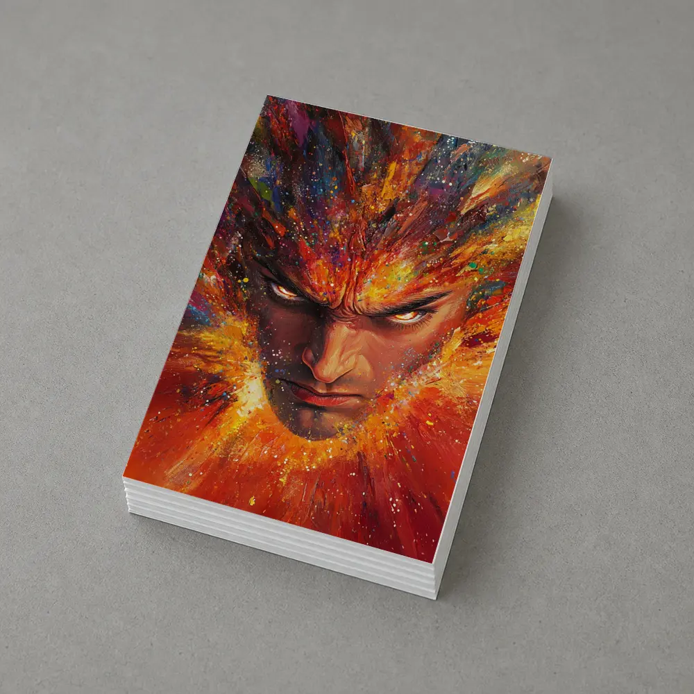 Intense Man Face Explosive Colorful Paint Art – Postcards