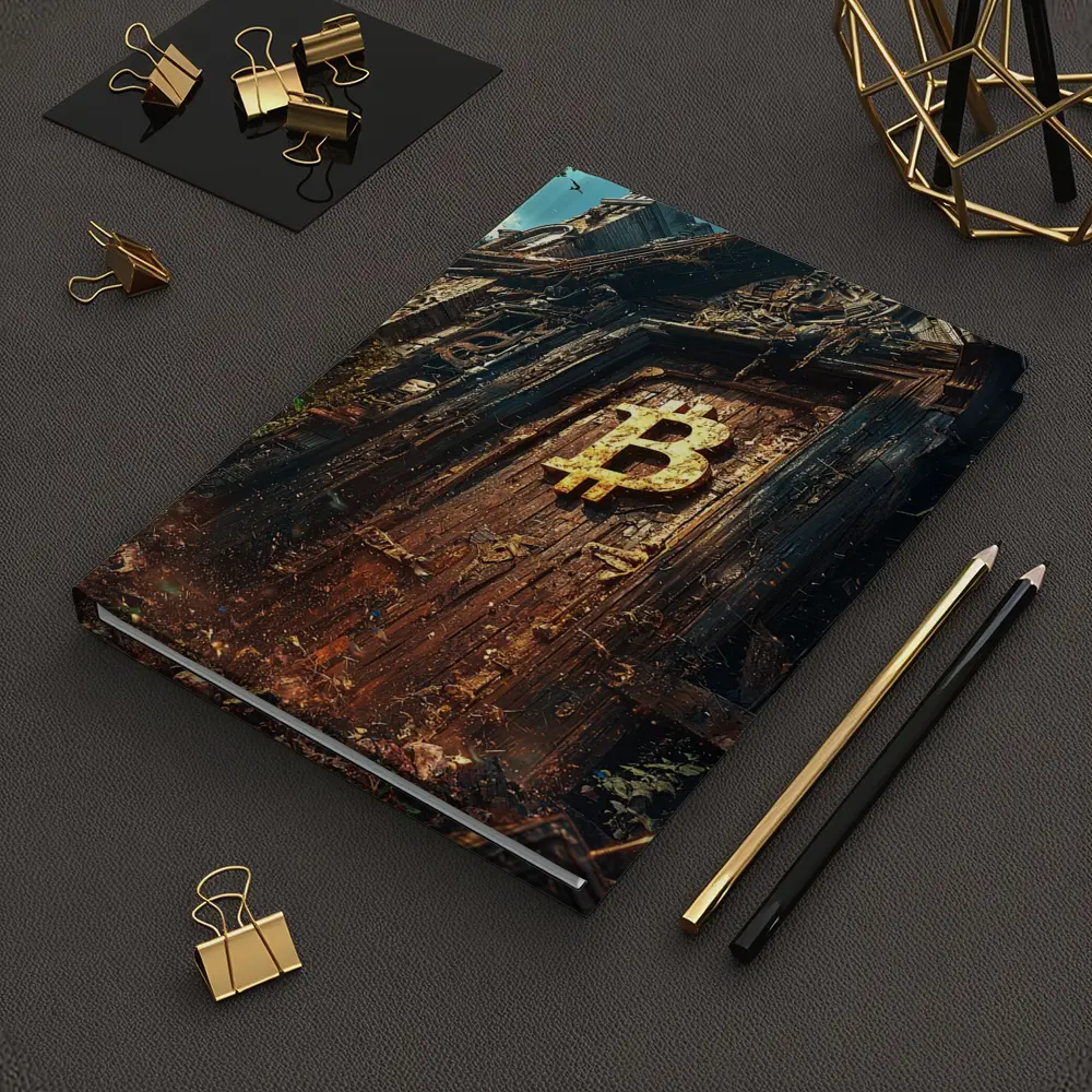 Bitcoin Symbol Ancient Ruined Temple Door – Notebooks