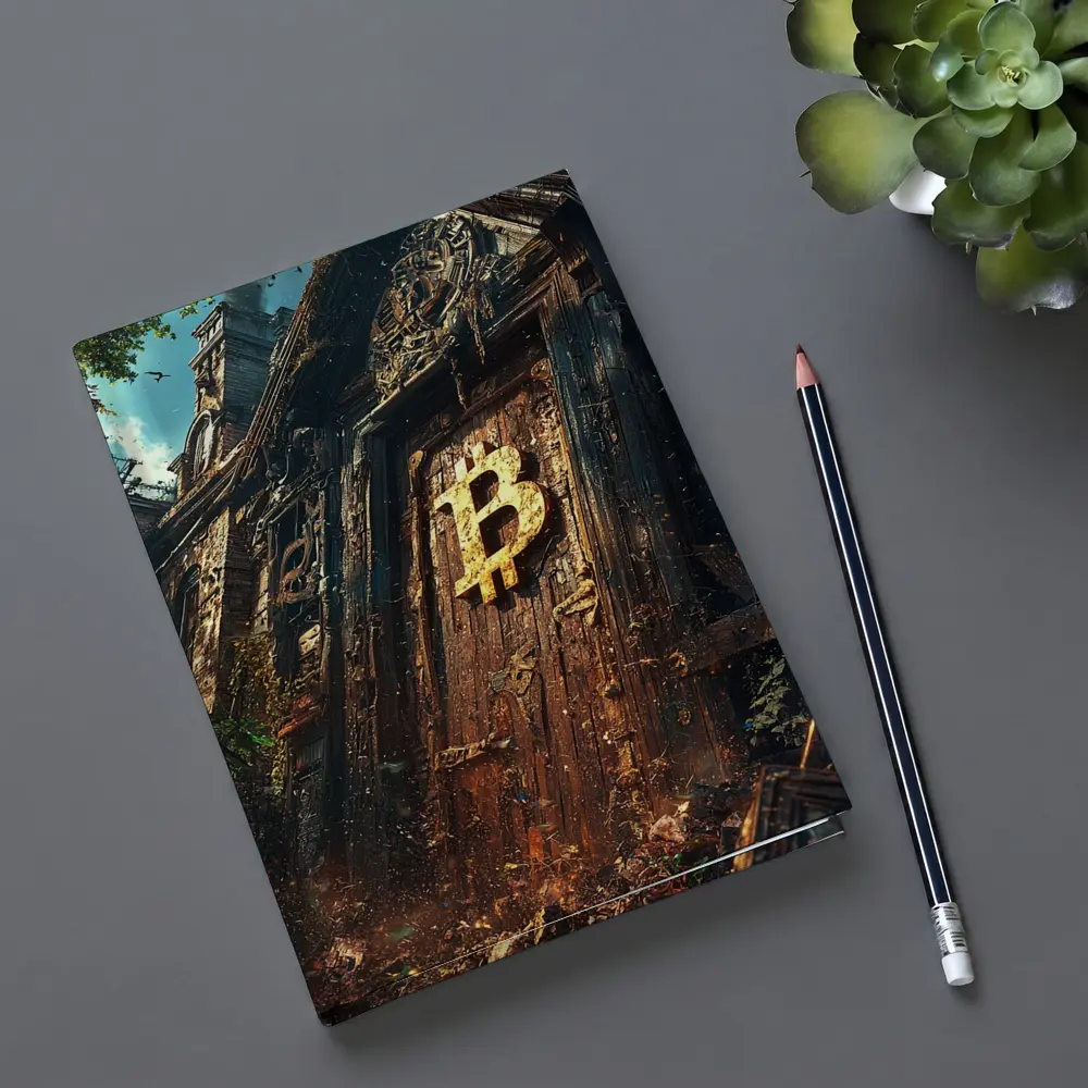 Bitcoin Symbol Ancient Ruined Temple Door – Notebooks