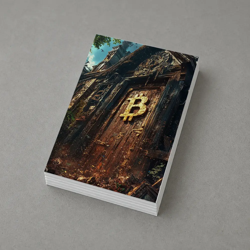 Bitcoin Symbol Ancient Ruined Temple Door – Postcards