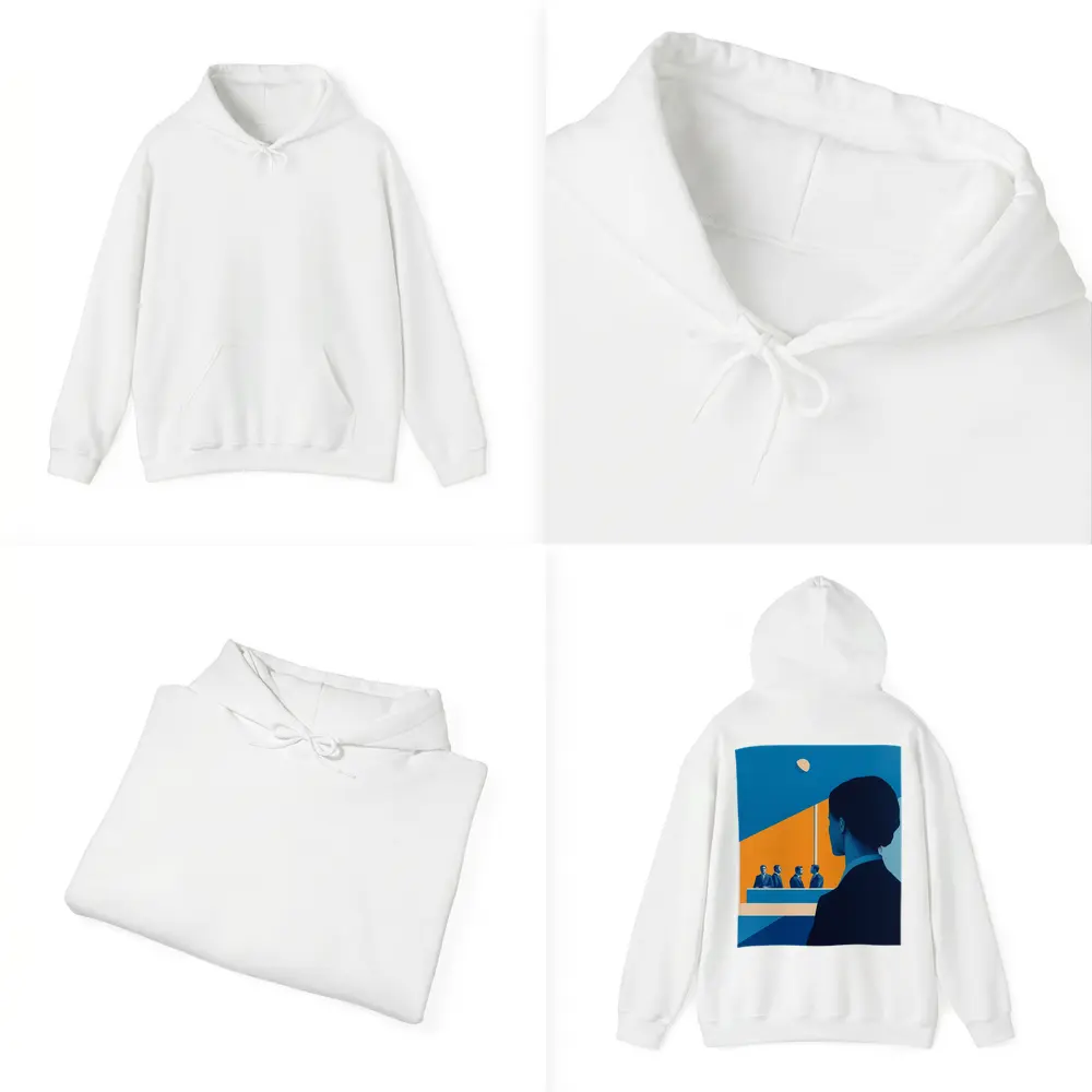 Woman Observing Business Meeting Blue Orange – Hoodies