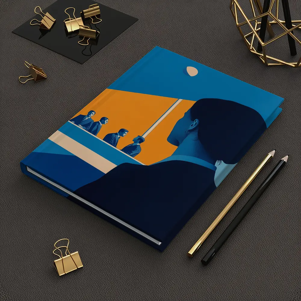 Woman Observing Business Meeting Blue Orange – Notebooks
