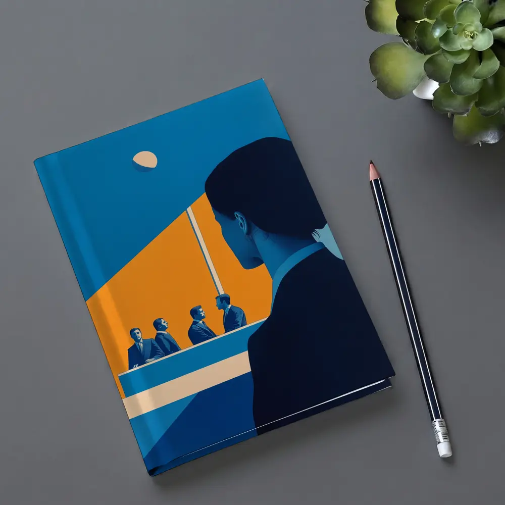 Woman Observing Business Meeting Blue Orange – Notebooks
