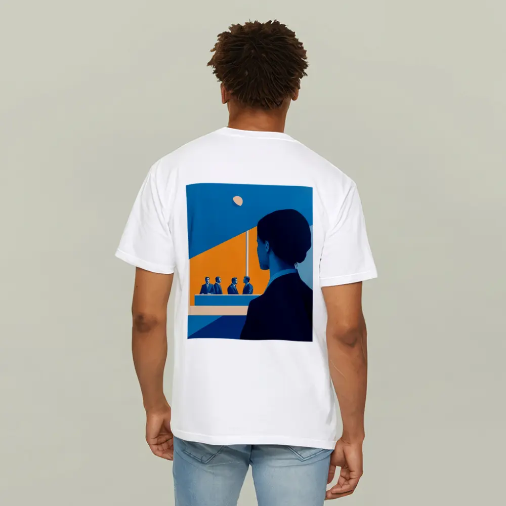 Woman Observing Business Meeting Blue Orange – T-Shirts