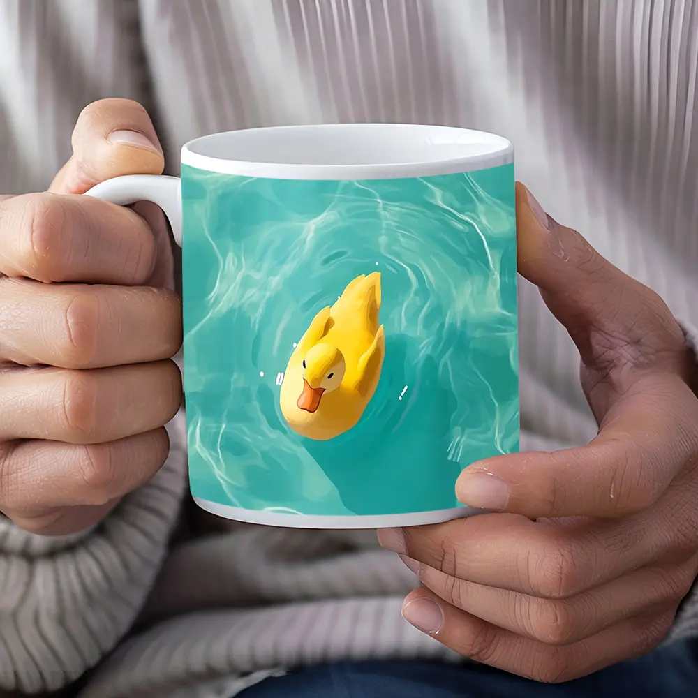 Yellow Rubber Duck Floating Teal Pool – Mugs