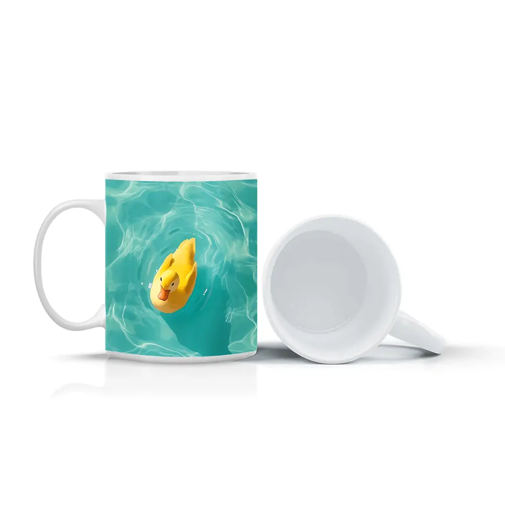 Yellow Rubber Duck Floating Teal Pool – Mugs