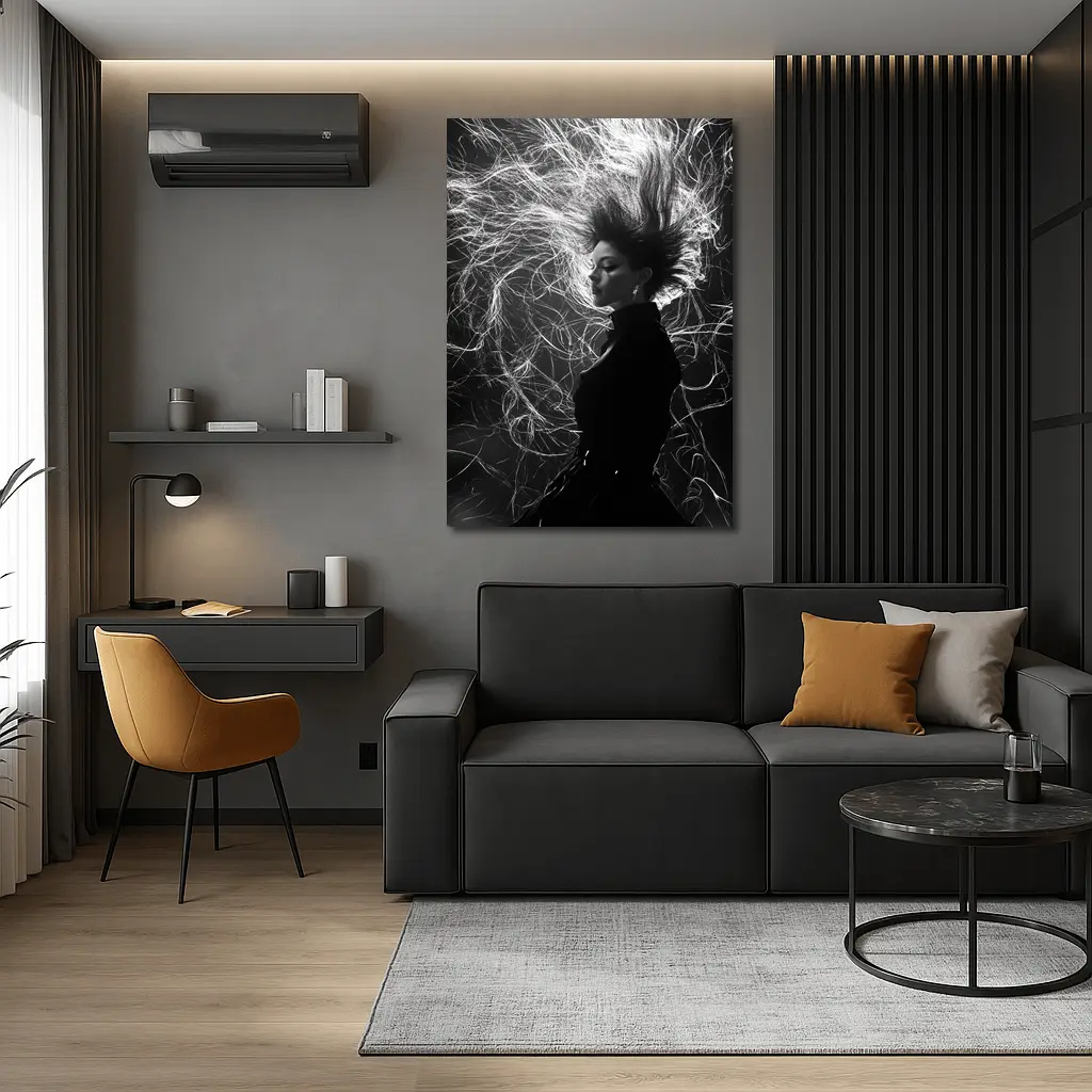 Woman Wild Hair Black White Art Photography – Wall Art