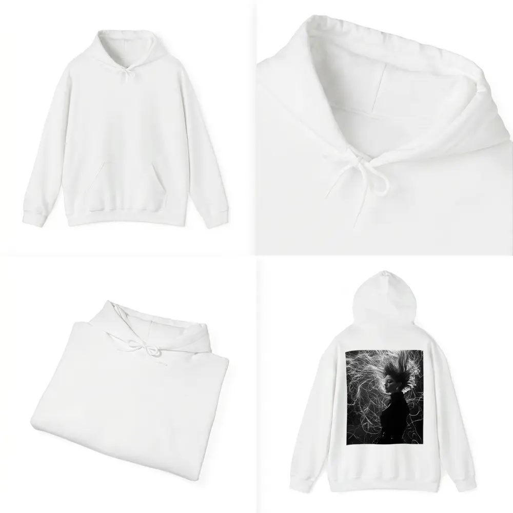Woman Wild Hair Black White Art Photography – Hoodies