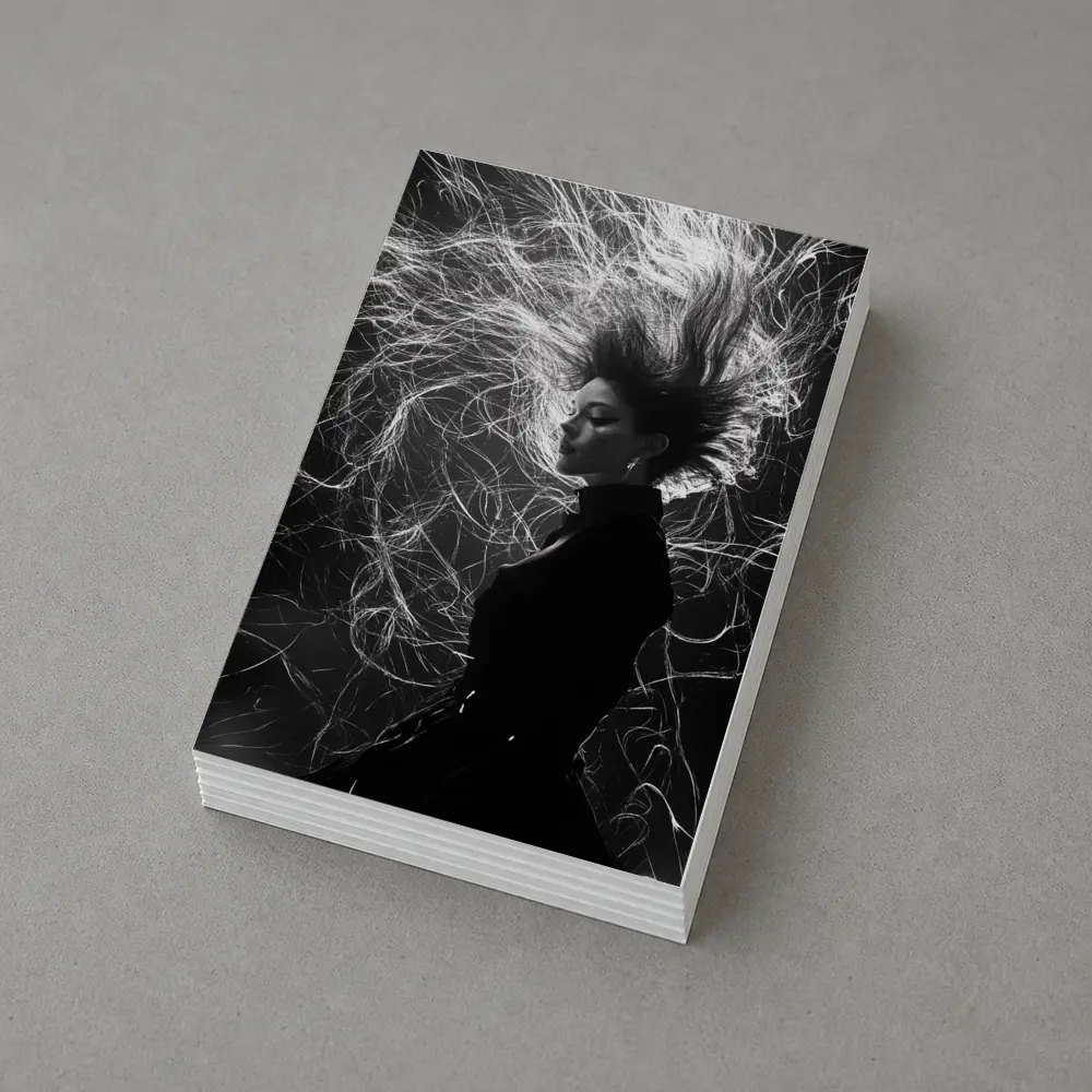 Woman Wild Hair Black White Art Photography – Postcards