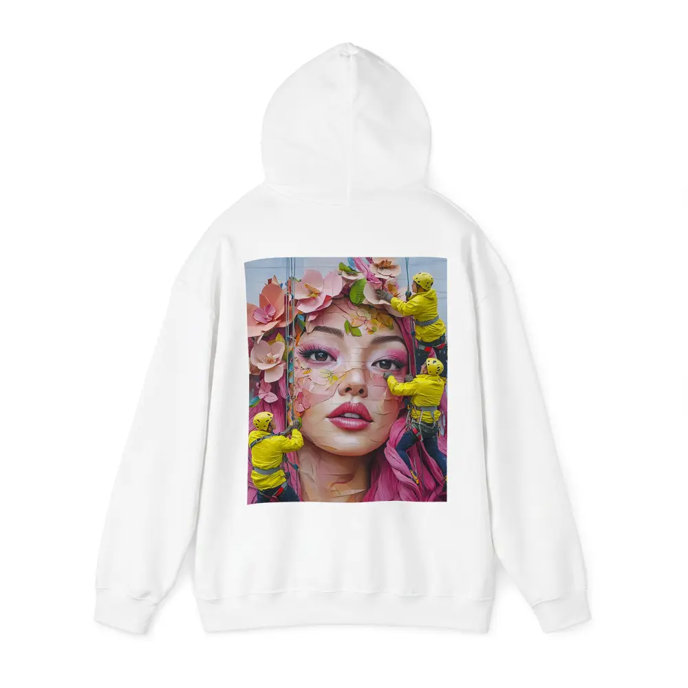 Street Mural Woman Pink Hair Floral Workers – Hoodies