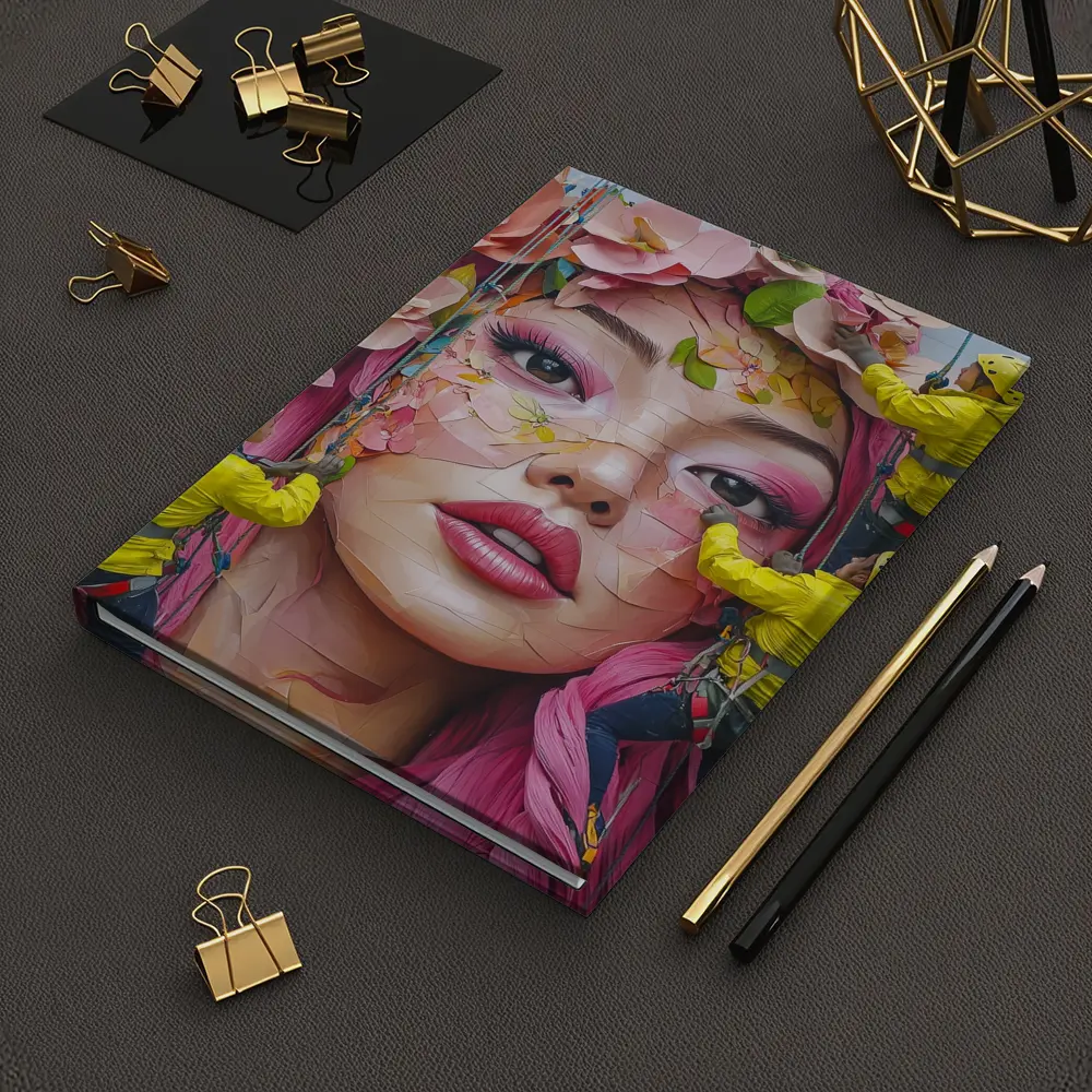 Street Mural Woman Pink Hair Floral Workers – Notebooks
