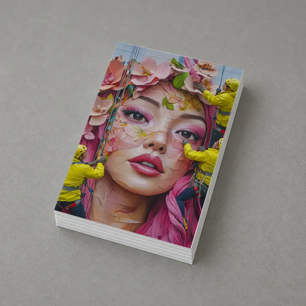 Street Mural Woman Pink Hair Floral Workers – Postcards