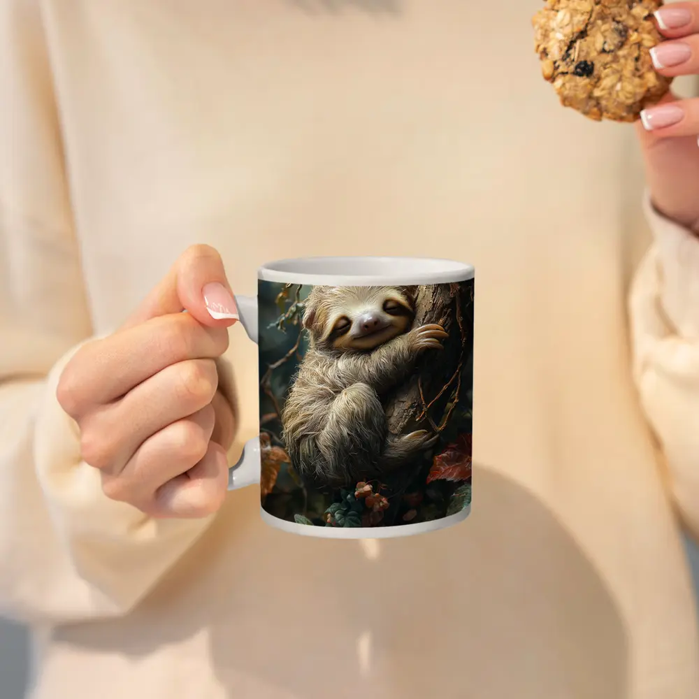 Happy Baby Sloth Clinging Forest Tree – Mugs