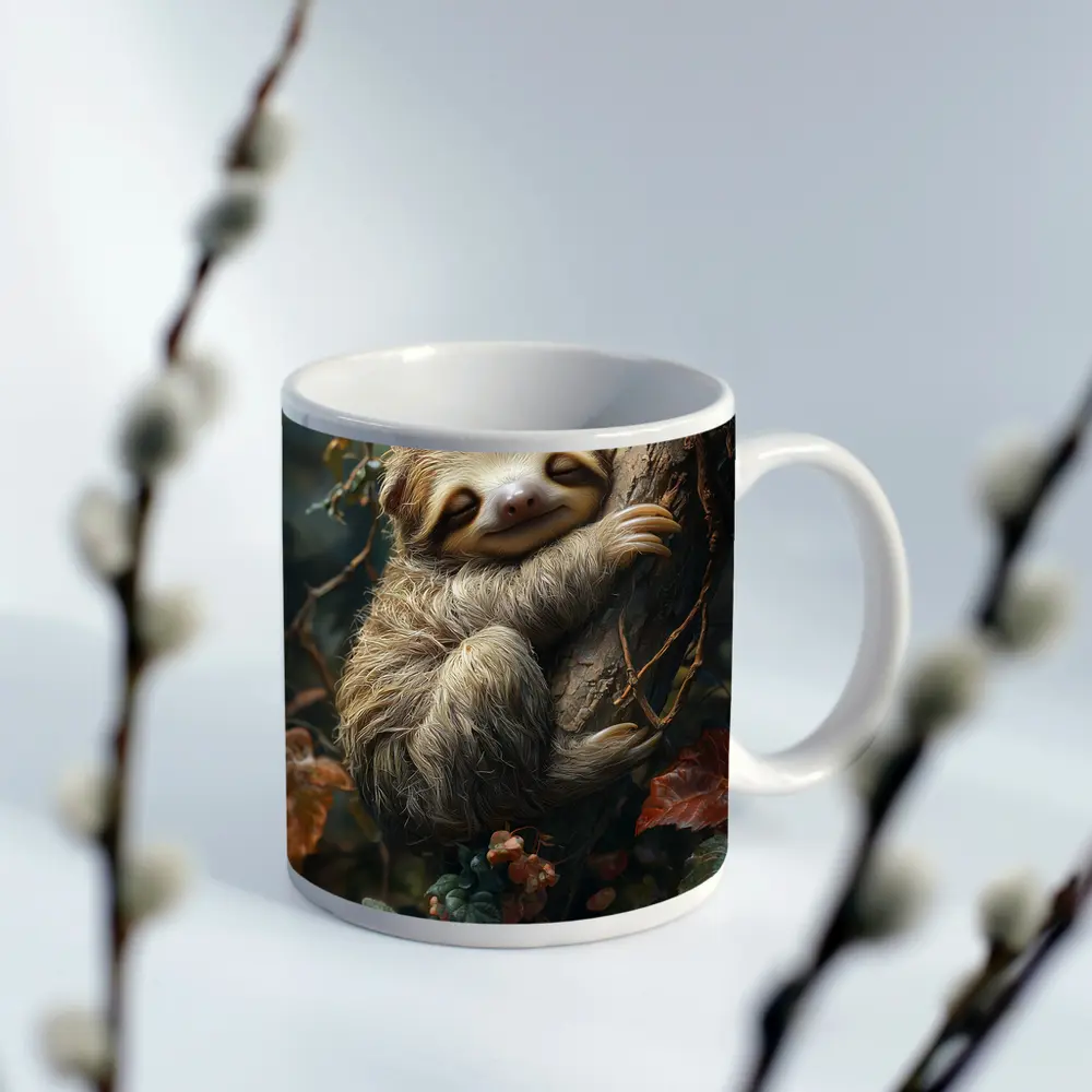 Happy Baby Sloth Clinging Forest Tree – Mugs