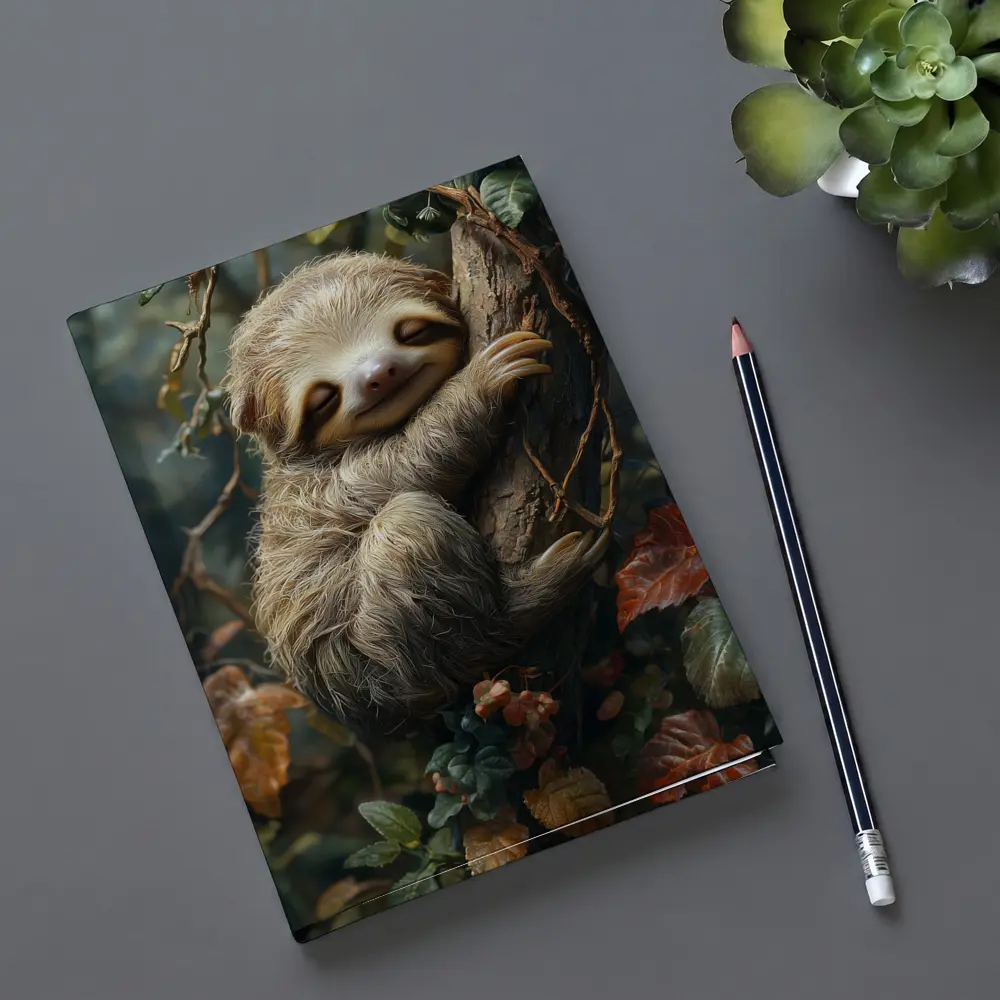 Happy Baby Sloth Clinging Forest Tree – Notebooks