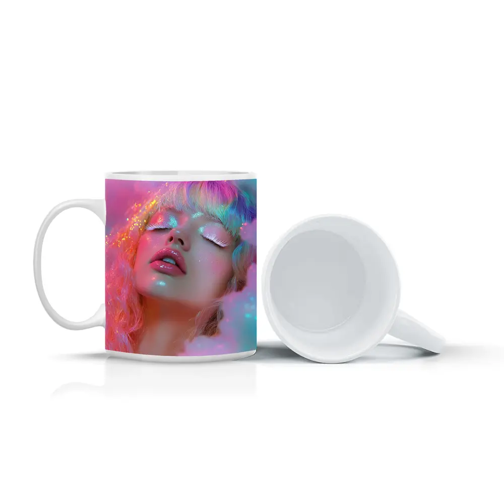 Pastel Rainbow Hair Woman Glitter Fantasy – Mugs