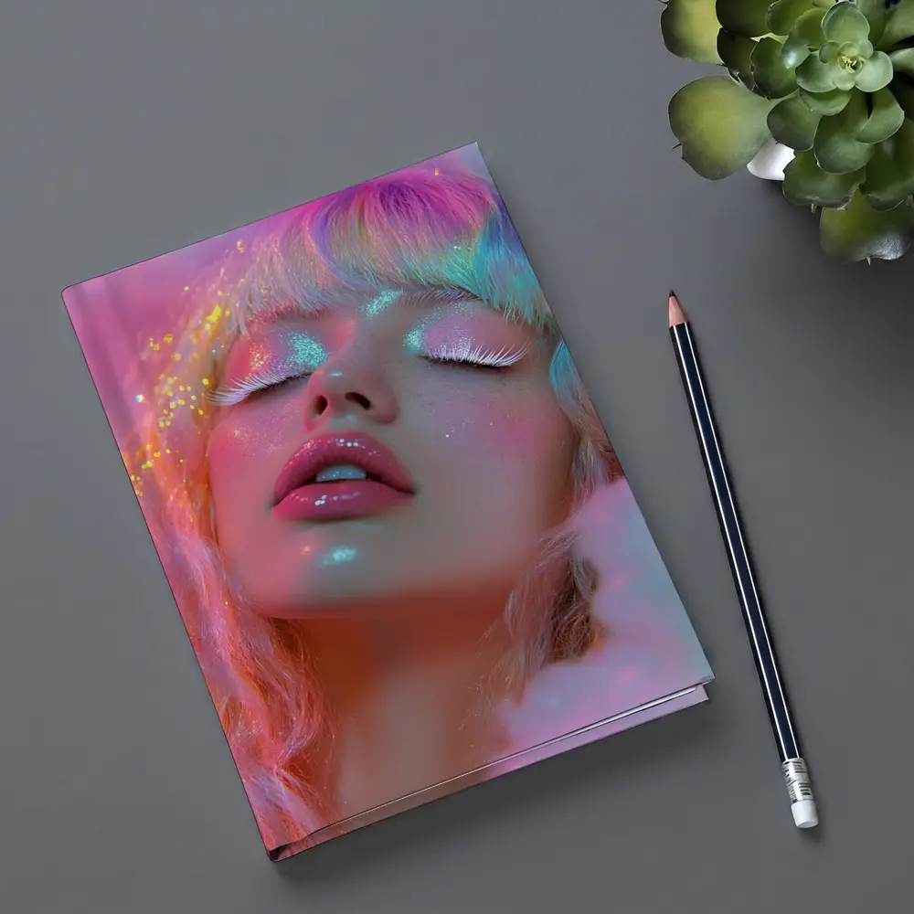 Pastel Rainbow Hair Woman Glitter Fantasy – Notebooks