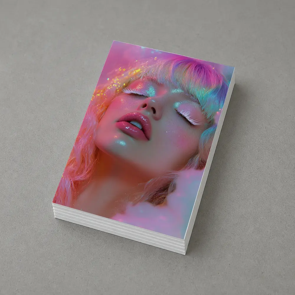 Pastel Rainbow Hair Woman Glitter Fantasy – Postcards