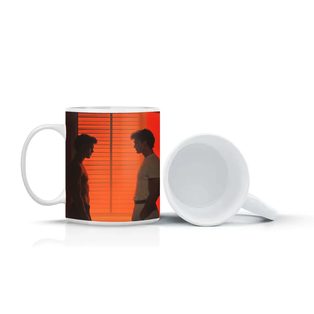 Two Men Facing Each Other Orange Room – Mugs