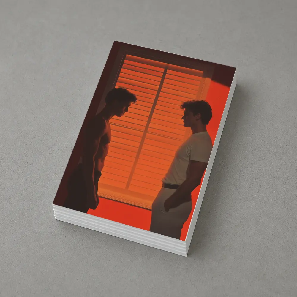 Two Men Facing Each Other Orange Room – Postcards